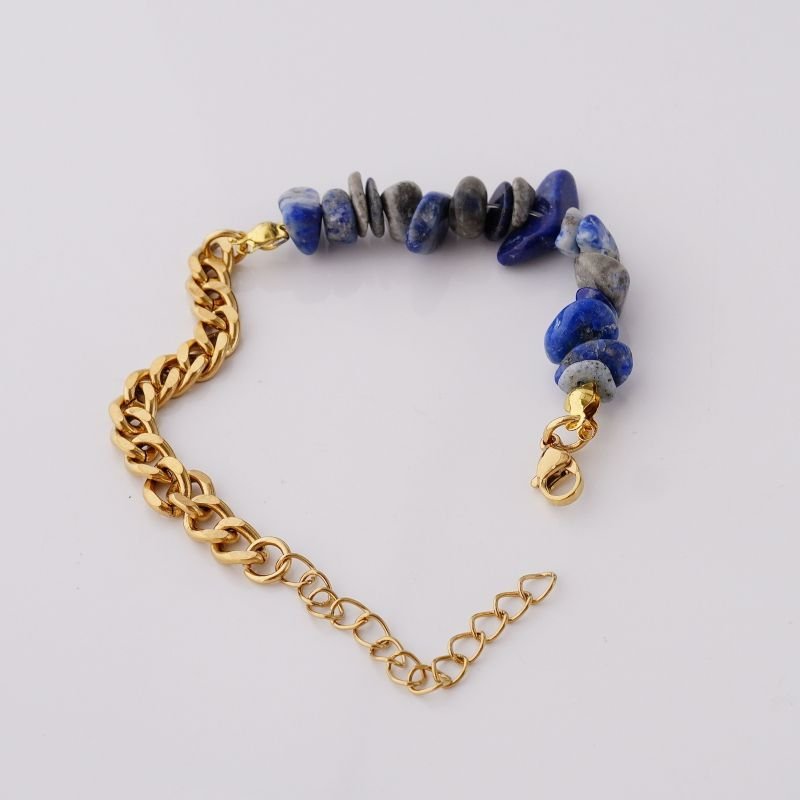 Pulseira Luxe Natural Chain Azul em Aço Inox (Linha Premium)