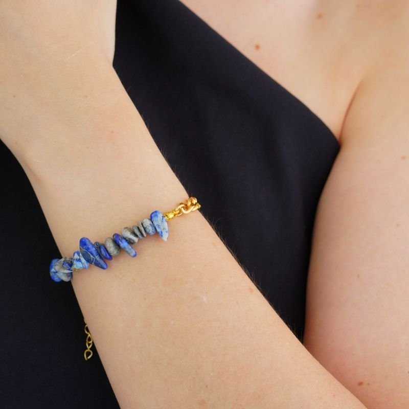 Pulseira Luxe Natural Chain Azul em Aço Inox (Linha Premium)