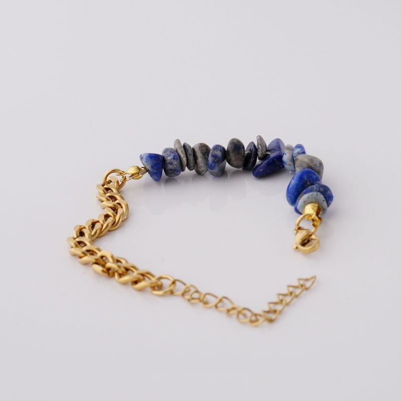 Pulseira Luxe Natural Chain Azul em Aço Inox (Linha Premium)