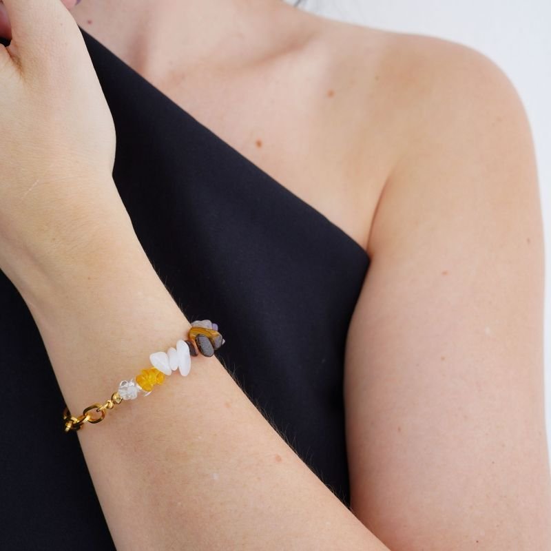 Pulseira Luxe Natural Chain Colorida em Aço Inox (Linha Premium)