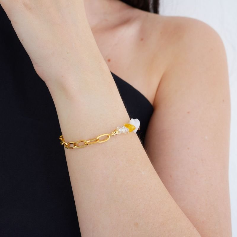 Pulseira Luxe Natural Chain Colorida em Aço Inox (Linha Premium)