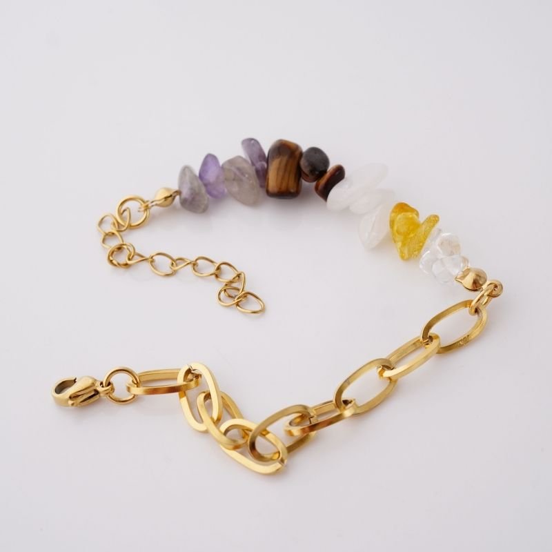 Pulseira Luxe Natural Chain Colorida em Aço Inox (Linha Premium)