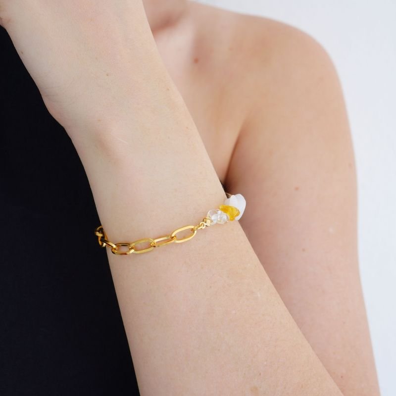 Pulseira Luxe Natural Chain Colorida em Aço Inox (Linha Premium)