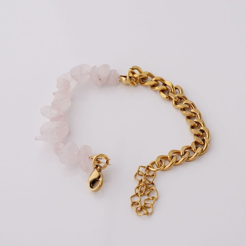 Pulseira Luxe Natural Chain Rosa Claro em Aço Inox (Linha Premium)