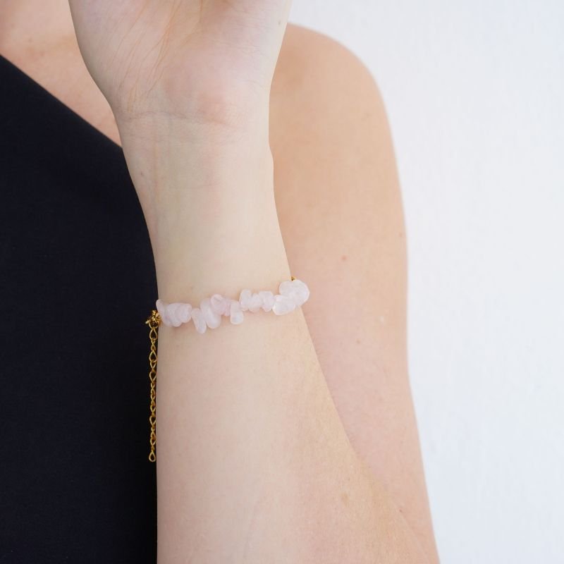 Pulseira Luxe Natural Chain Rosa Claro em Aço Inox (Linha Premium)