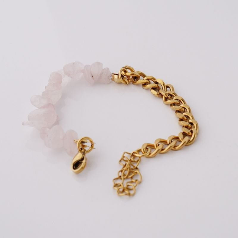 Pulseira Luxe Natural Chain Rosa Claro em Aço Inox (Linha Premium)