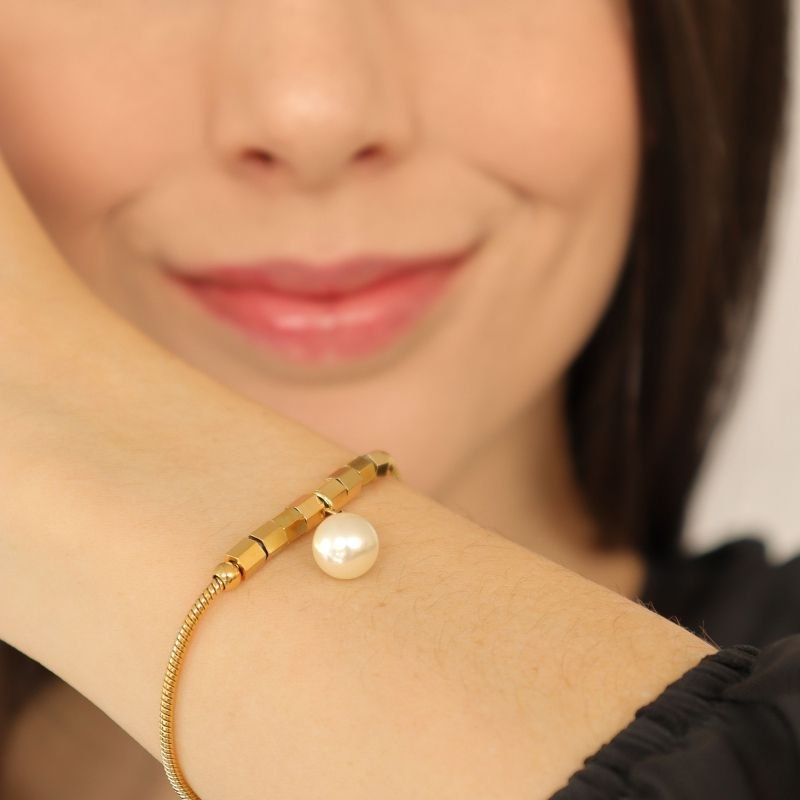 Pulseira Moderna Pérola em Aço Inox (Linha Premium)