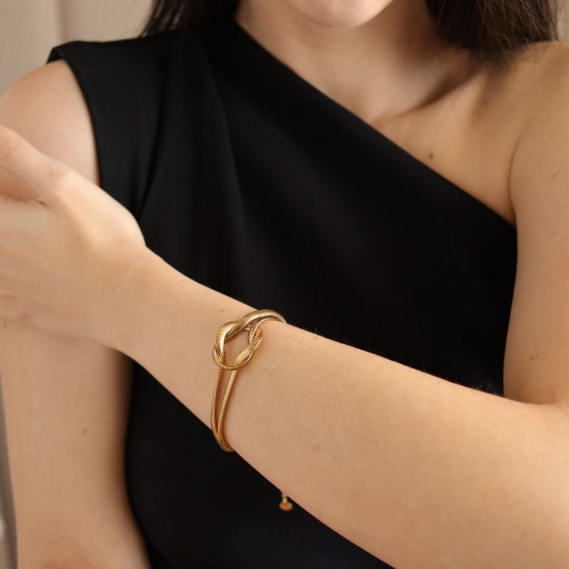 Pulseira Nó em Malha Snake em Aço Inox (Linha Premium)