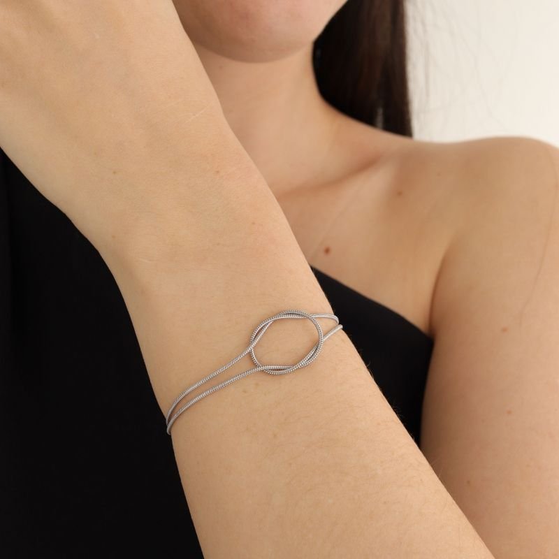 Pulseira Nó Prata em Aço Inox