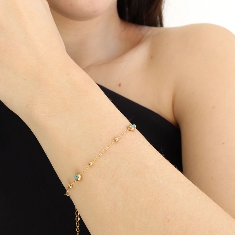 Pulseira Olho Grego Delicada em Aço Inox (Linha Premium)