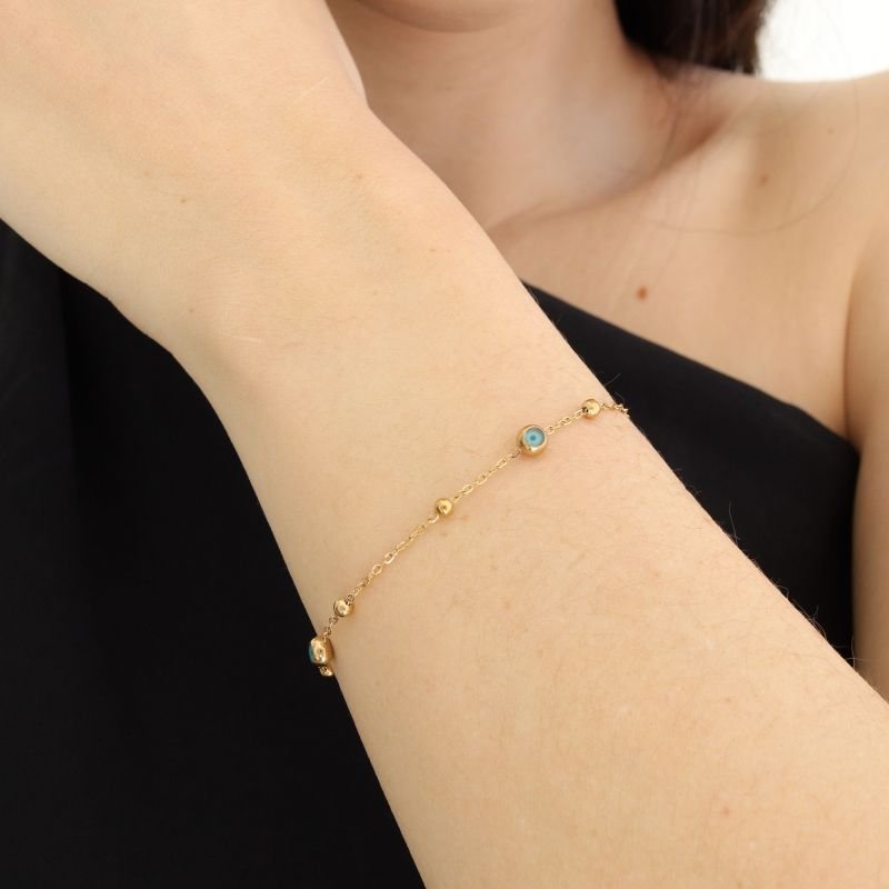 Pulseira Olho Grego Delicada em Aço Inox (Linha Premium)