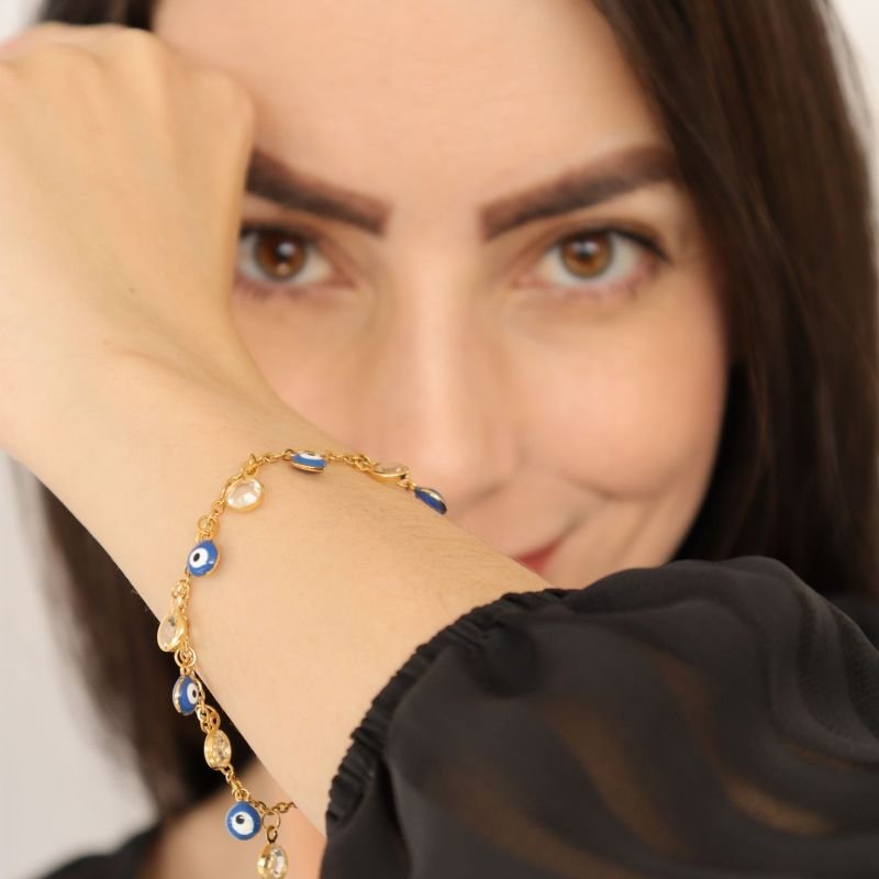 Pulseira Olho Grego em Aço Inox (Linha Premium)