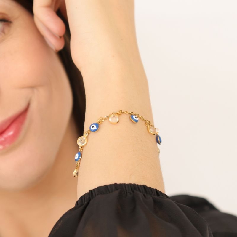 Pulseira Olho Grego em Aço Inox (Linha Premium)