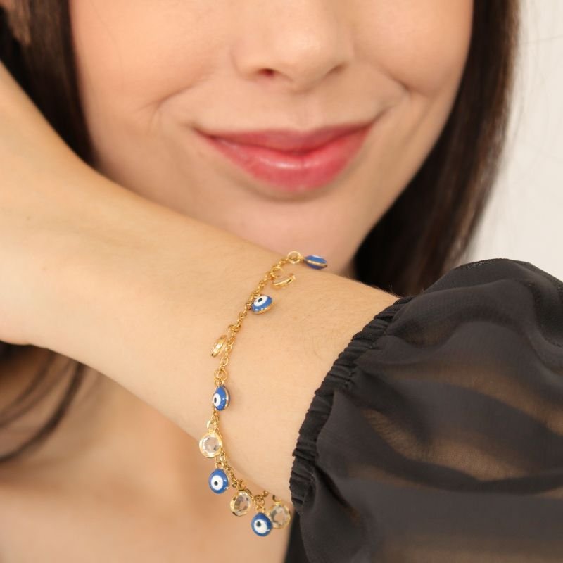 Pulseira Olho Grego em Aço Inox (Linha Premium)