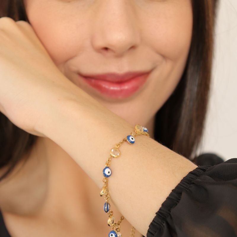 Pulseira Olho Grego em Aço Inox (Linha Premium)