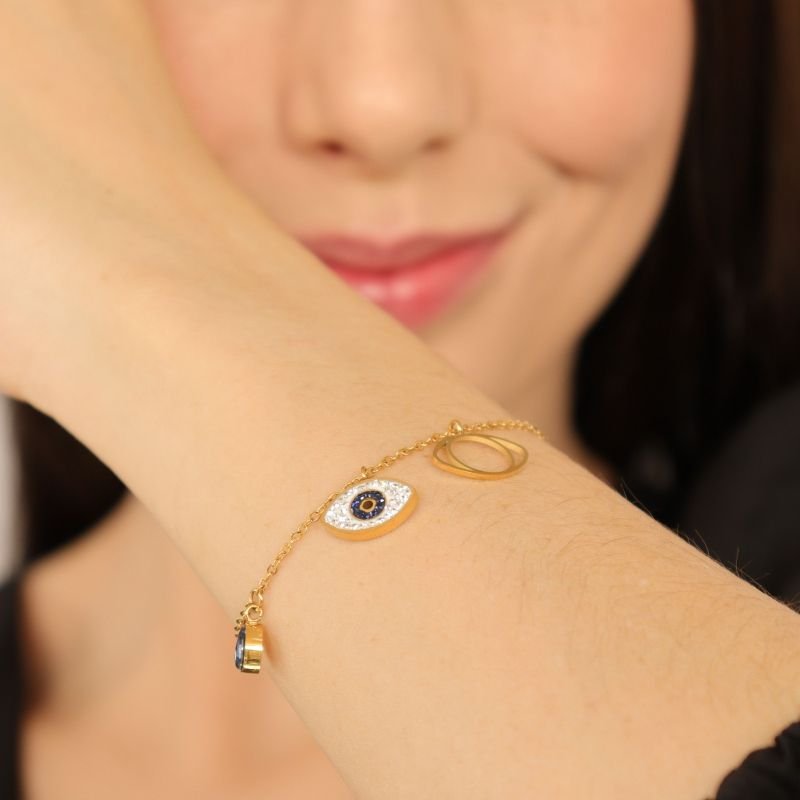 Pulseira Olho Grego em Aço Inox (Linha Premium)
