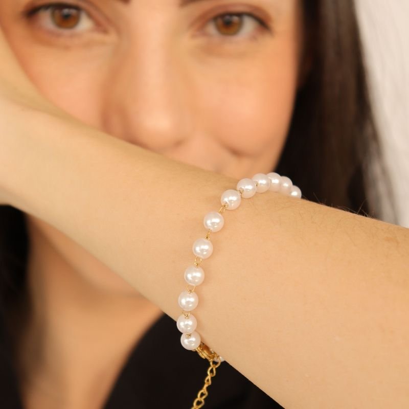 Pulseira Pérola Delicada em Aço Inox