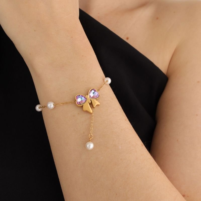 Pulseira Ribbon Coquette Pearl em Aço Inox (Linha Premium)