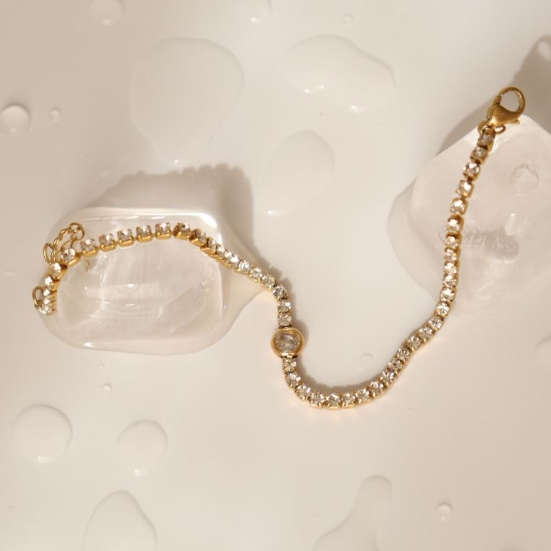 Pulseira Riviera com Ponto de Luz em Aço Inox (Linha Premium)