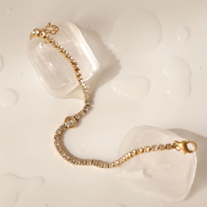 Pulseira Riviera com Ponto de Luz em Aço Inox (Linha Premium)