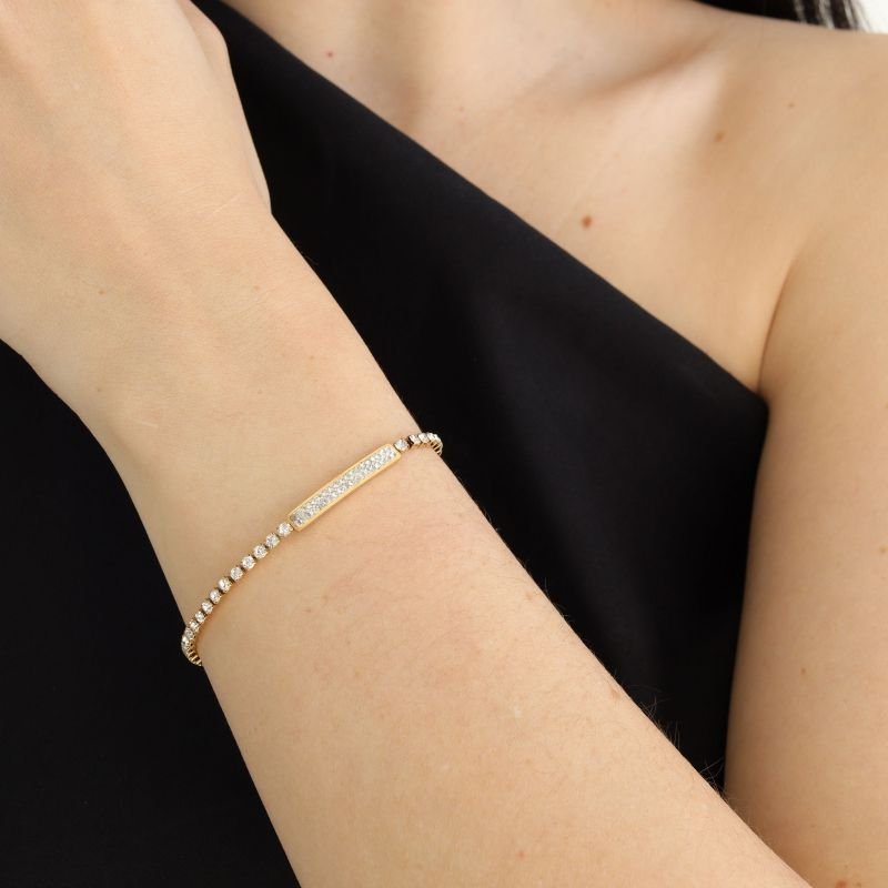 Pulseira Riviera Cravejada em Aço Inox (Linha Premium)