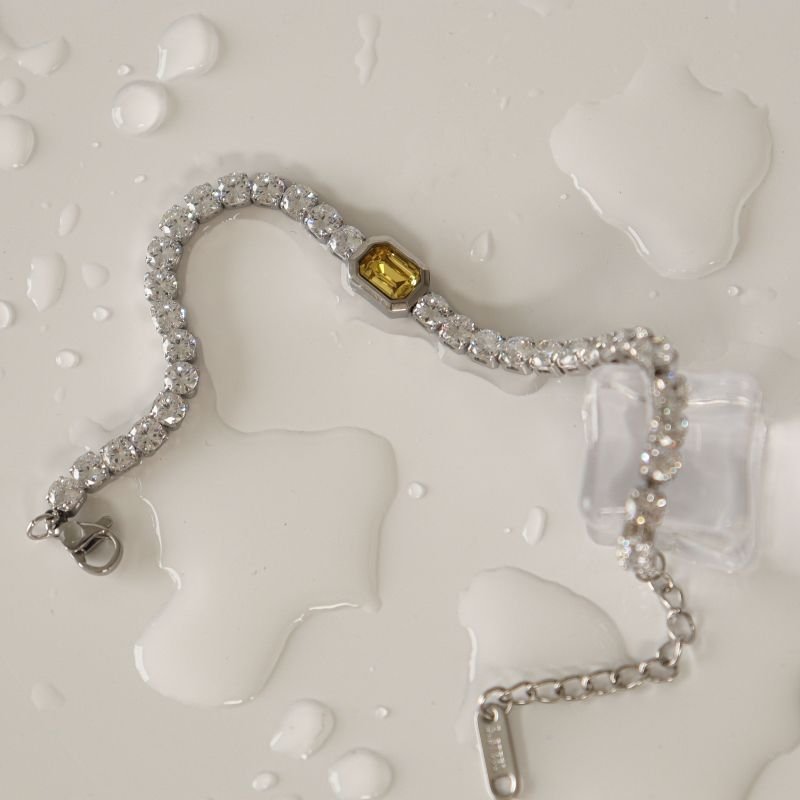 Pulseira Riviera Pedrinha em Aço Inox (Linha Premium)