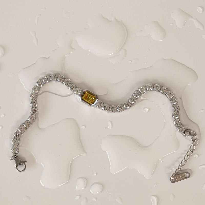 Pulseira Riviera Pedrinha em Aço Inox (Linha Premium)