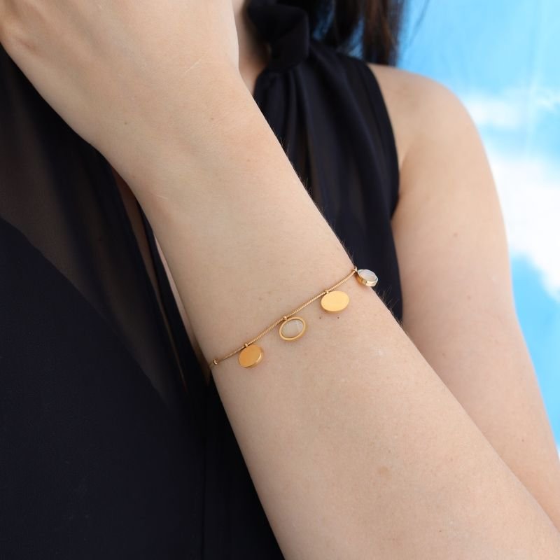 Pulseira Summer Breeze Pedras em Aço Inox (Linha Premium)