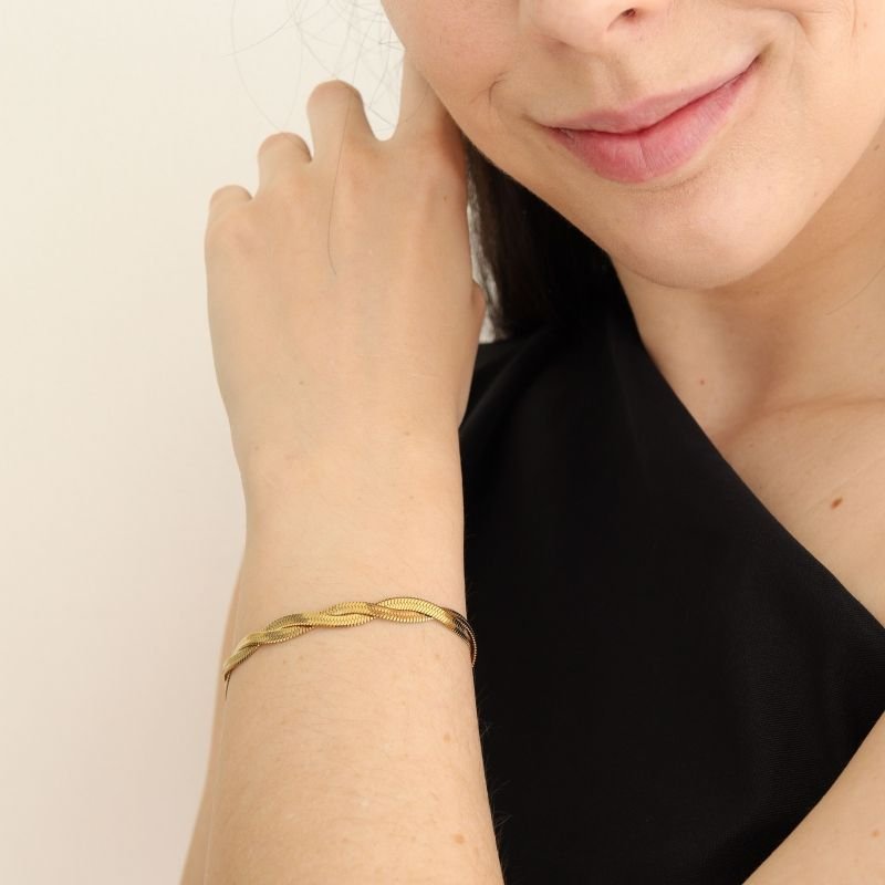 Pulseira Trançada em Aço Inox