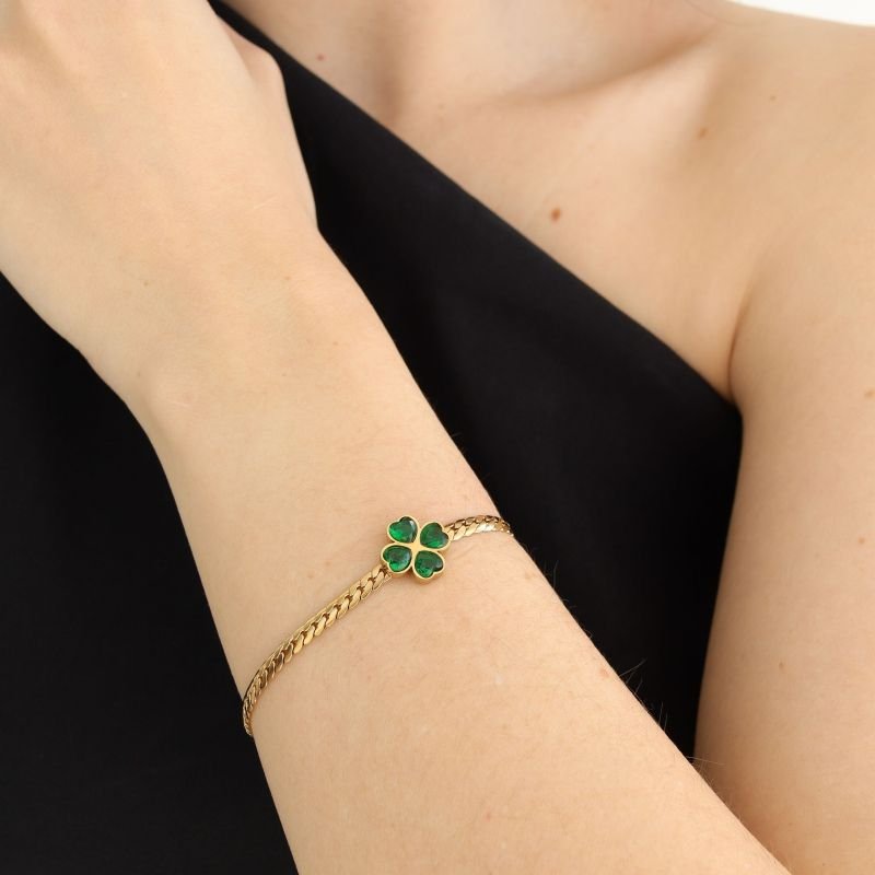 Pulseira Trevo em Aço Inox (Linha Premium)