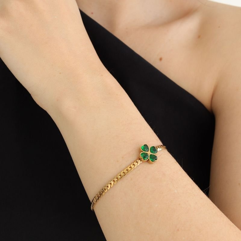 Pulseira Trevo em Aço Inox (Linha Premium)