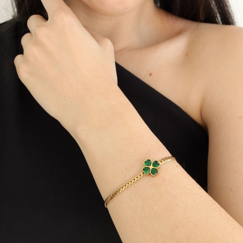 Pulseira Trevo em Aço Inox (Linha Premium)