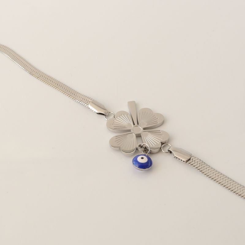 Pulseira Trevo em Aço Inox (Mais Larga)