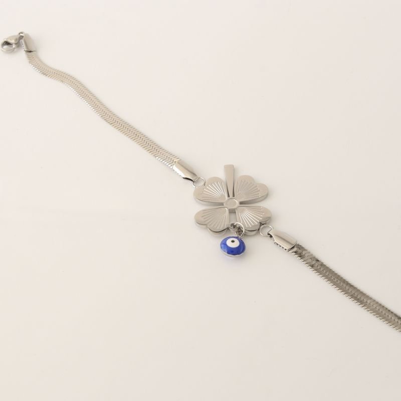 Pulseira Trevo em Aço Inox (Mais Larga)