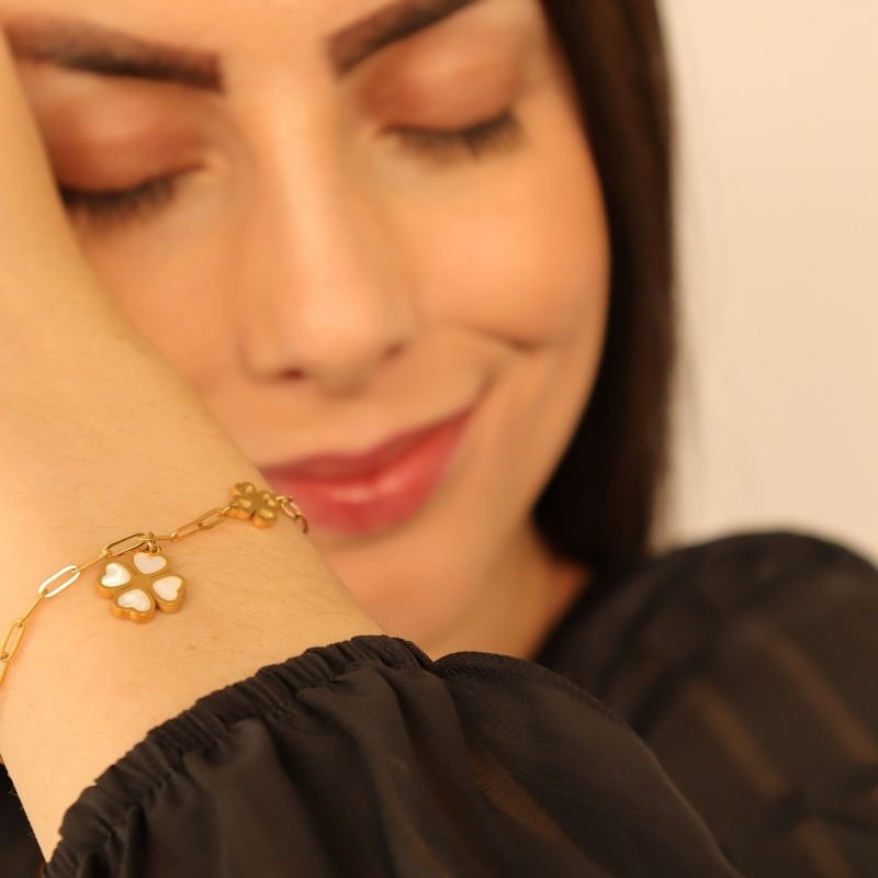 Pulseira Trevo Moderna em Aço Inox (Linha Premium)