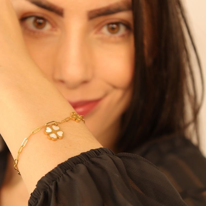 Pulseira Trevo Moderna em Aço Inox (Linha Premium)