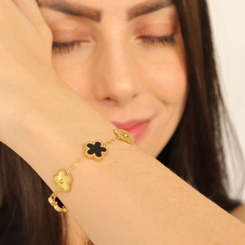 Pulseira Trevo Moderna em Aço Inox (Linha Premium)