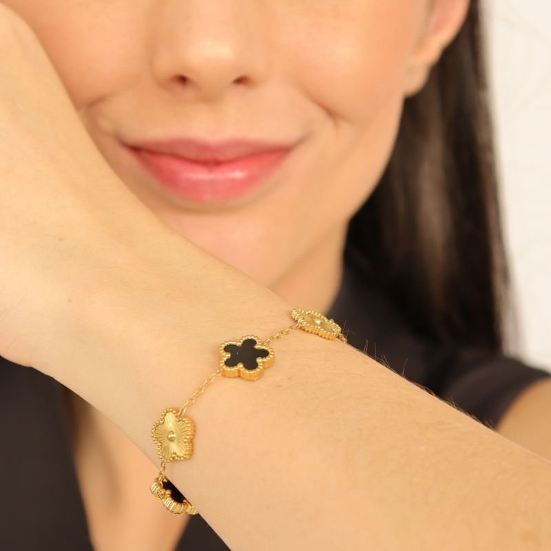 Pulseira Trevo Moderna em Aço Inox (Linha Premium)