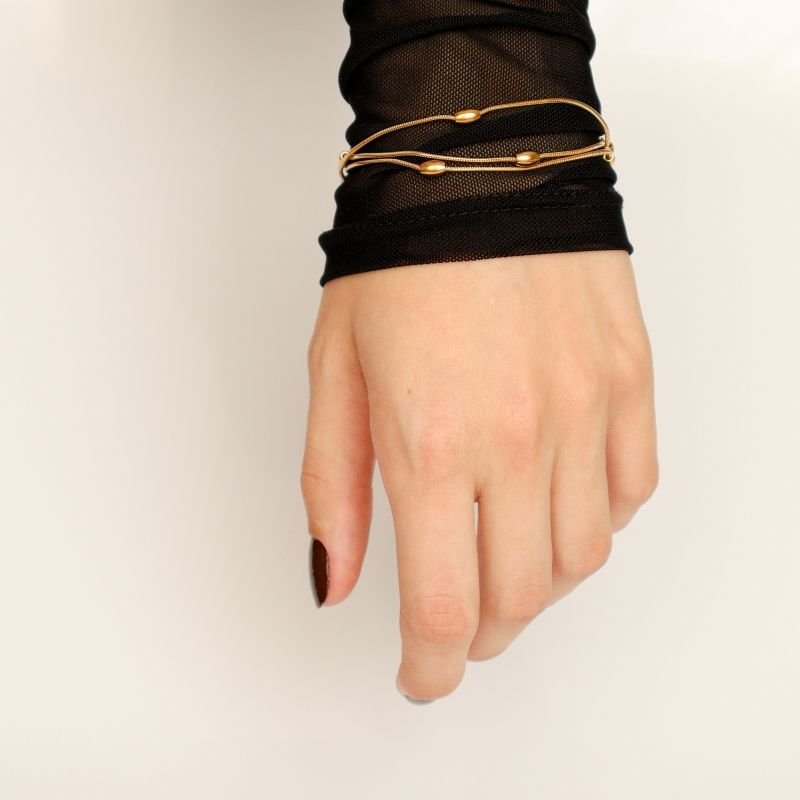 Pulseira Tripla com Detalhes Aço Inox (Linha Premium)