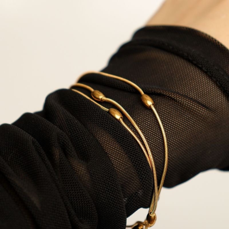 Pulseira Tripla com Detalhes Aço Inox (Linha Premium)