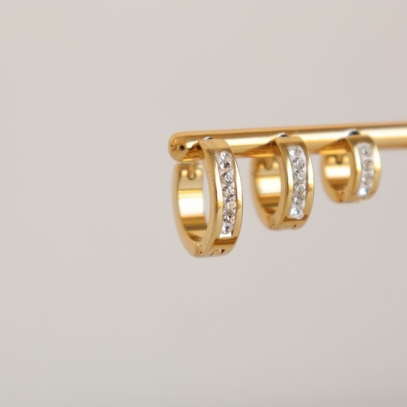 Trio Argolinhas Cravejadas em Aço Inox (Linha Premium)