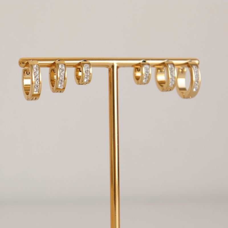 Trio Argolinhas Cravejadas em Aço Inox (Linha Premium)