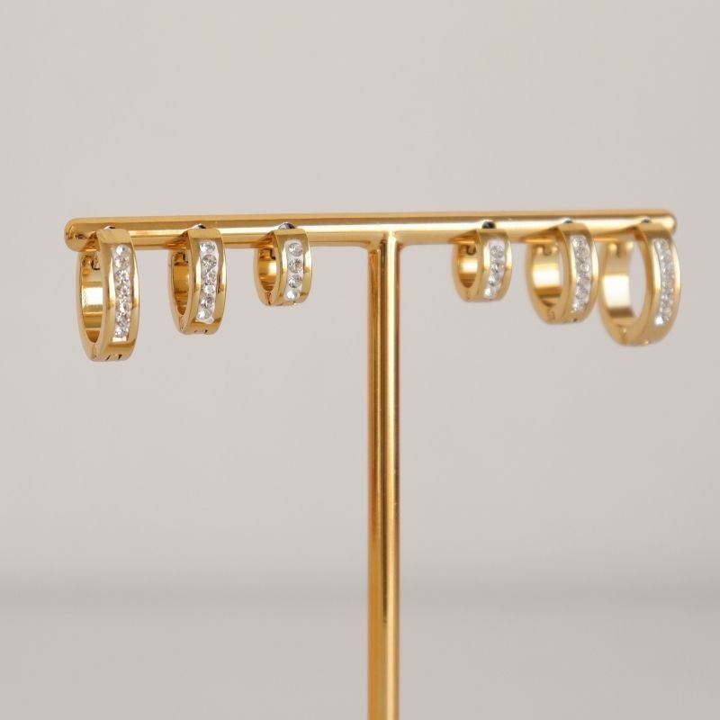 Trio Argolinhas Cravejadas em Aço Inox (Linha Premium)