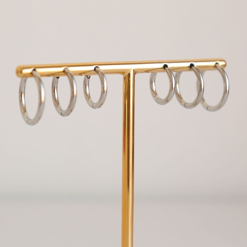 Trio Argolinhas Lisas em Aço Inox