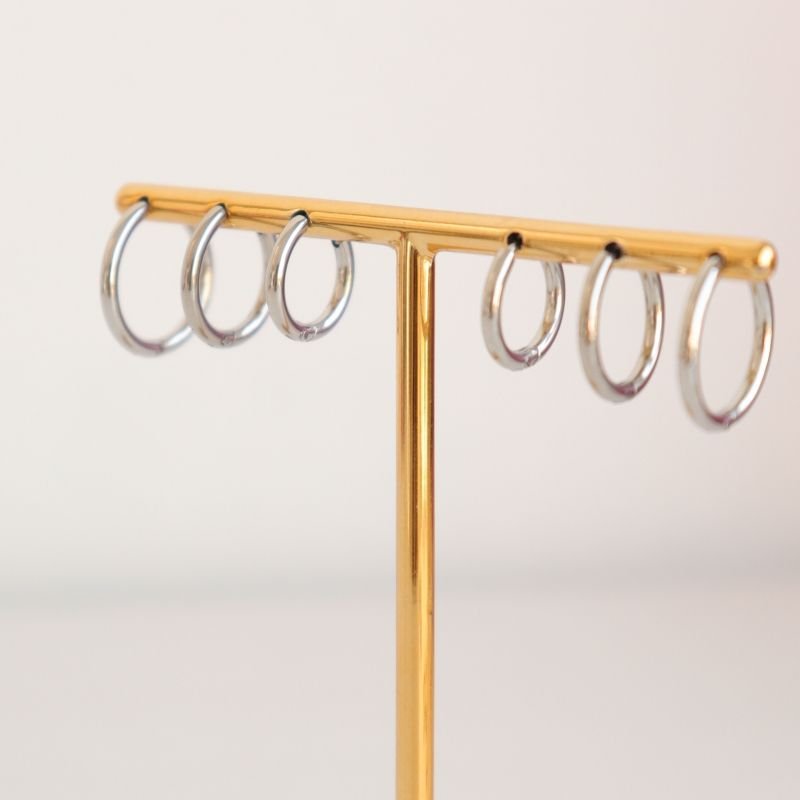 Trio Argolinhas Lisas em Aço Inox