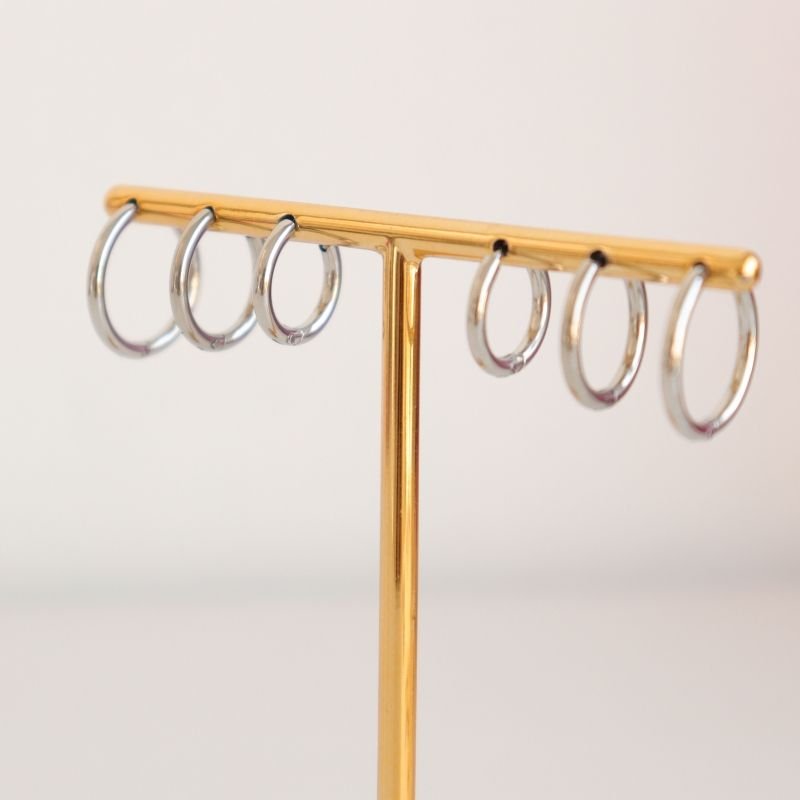 Trio Argolinhas Lisas em Aço Inox