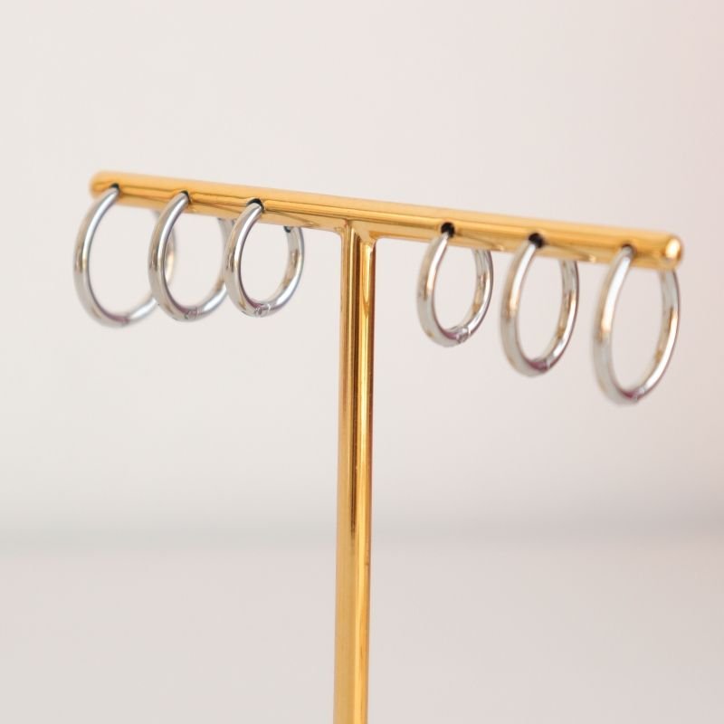 Trio Argolinhas Lisas em Aço Inox