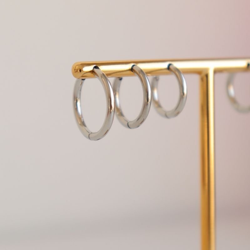 Trio Argolinhas Lisas em Aço Inox