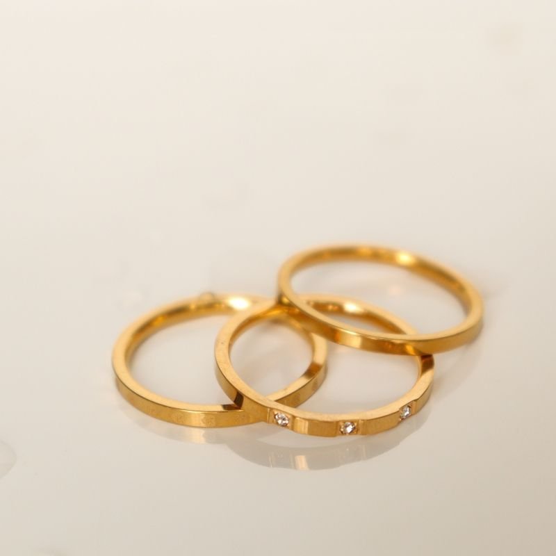 Trio de Anéis em Aço Inox (Linha Premium) (Tamanho 16)