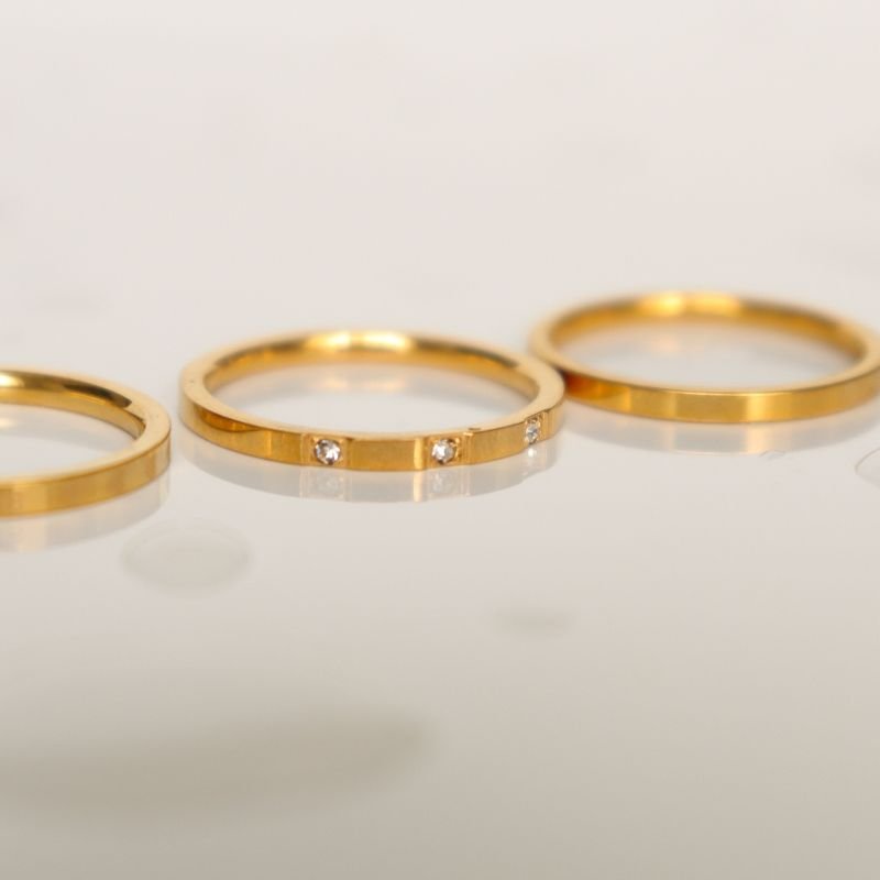 Trio de Anéis em Aço Inox (Linha Premium) (Tamanho 20)